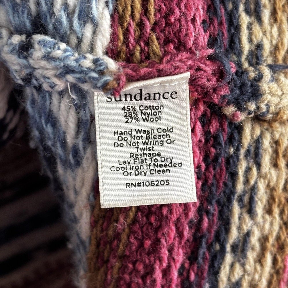 Sundance Cardigan Sweater Womens Small Multicolor Fair Isle Knit Button Pockets - Picture 4 of 7